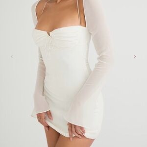 House of CB Babydoll Ivory Chiffon Mini Dress